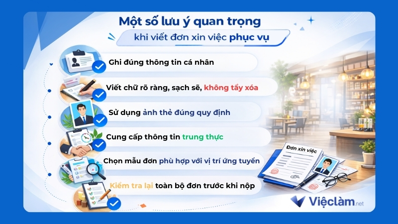 Một số lưu ý quan trọng khi viết đơn xin việc phục vụ