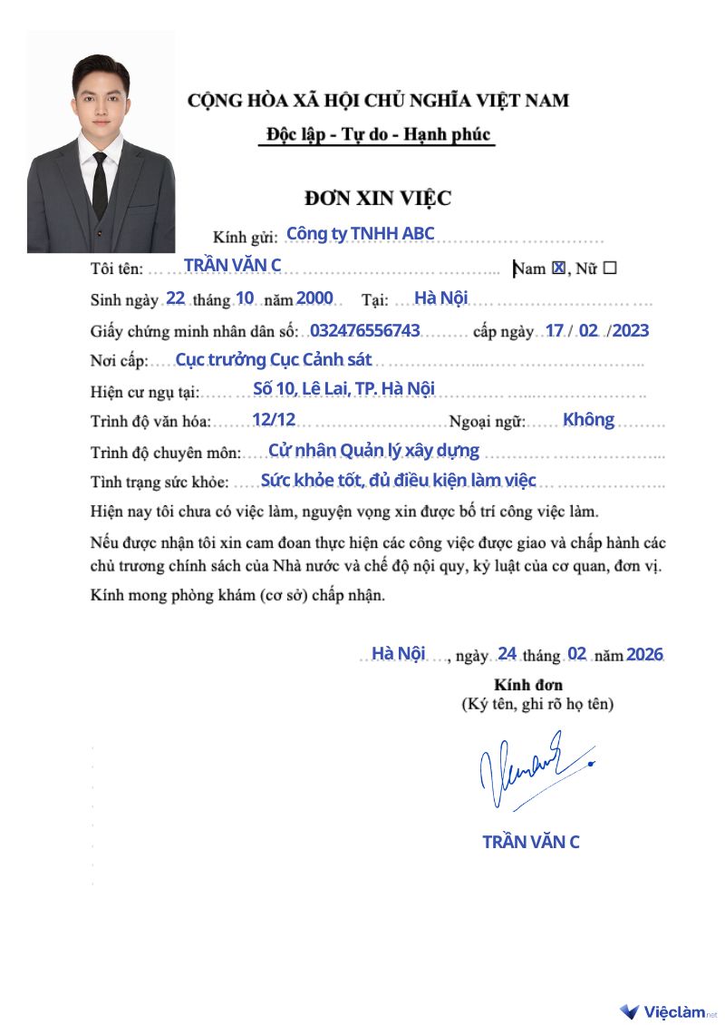 Cách ghi chi tiết đơn xin việc ngành xây dựng