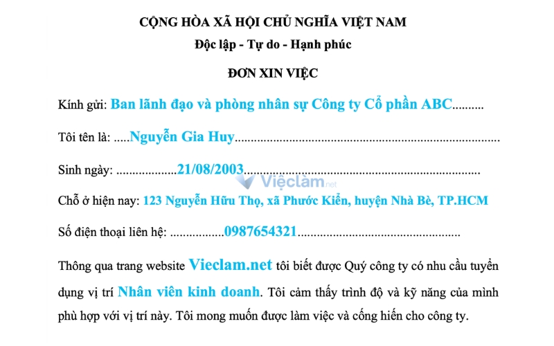 Cách viết phần mở đầu trong đơn xin việc 