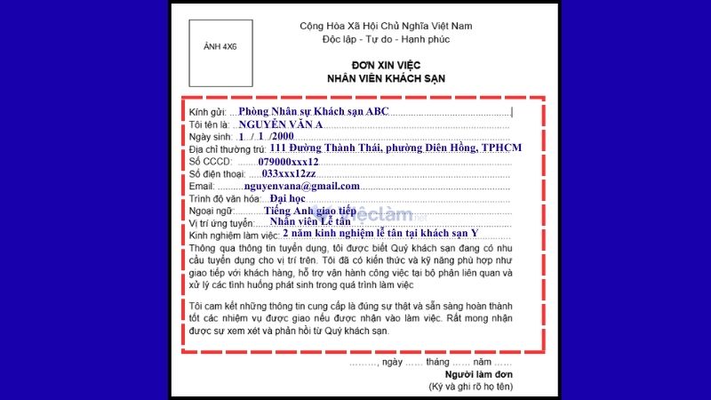 Cách điền đơn xin việc khách sạn đúng quy chuẩn