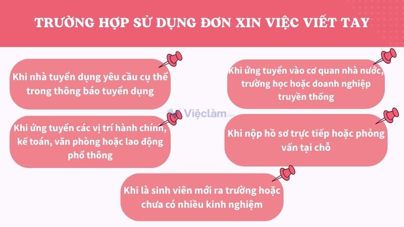 Trường hợp cần sử dụng đơn xin việc viết tay