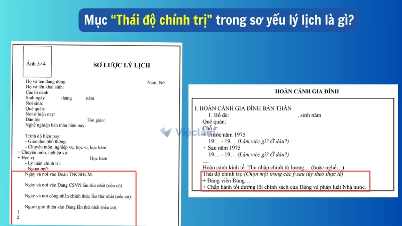 Vị trí mục “Thái độ chính trị” trong sơ yếu lý lịch 
