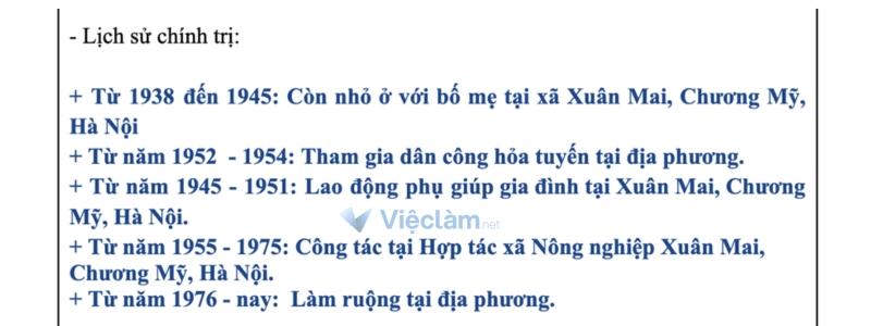 Cách điền thái độ chính trị cho người thân sinh trước năm 1975 hoặc 1945
