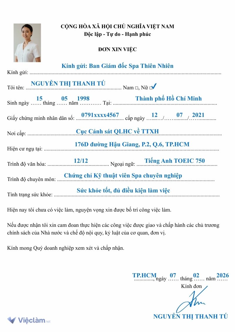 Tham khảo mẫu đơn xin việc đã kê khai đúng chuẩn, có thể thực hiện thủ tục chứng thực