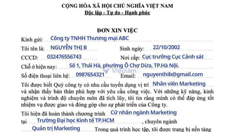 Cách viết đơn xin việc chuẩn