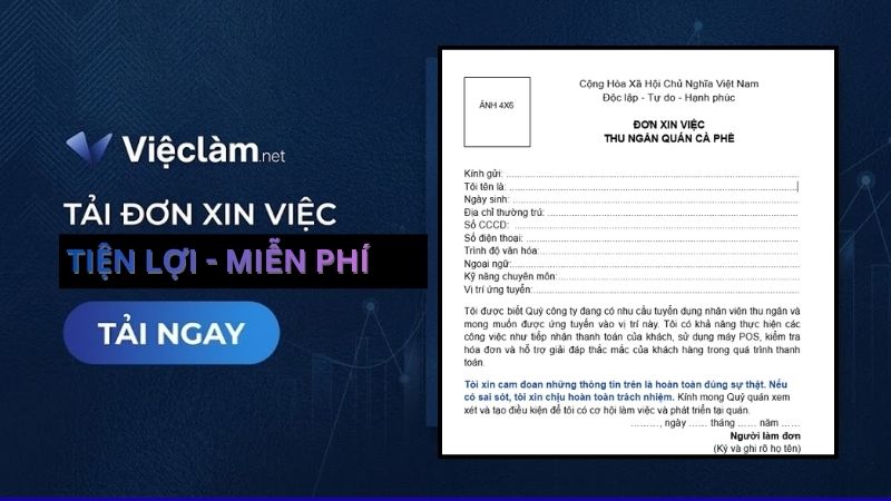 Tải mẫu đơn xin việc nhanh chóng tại Vieclam.net