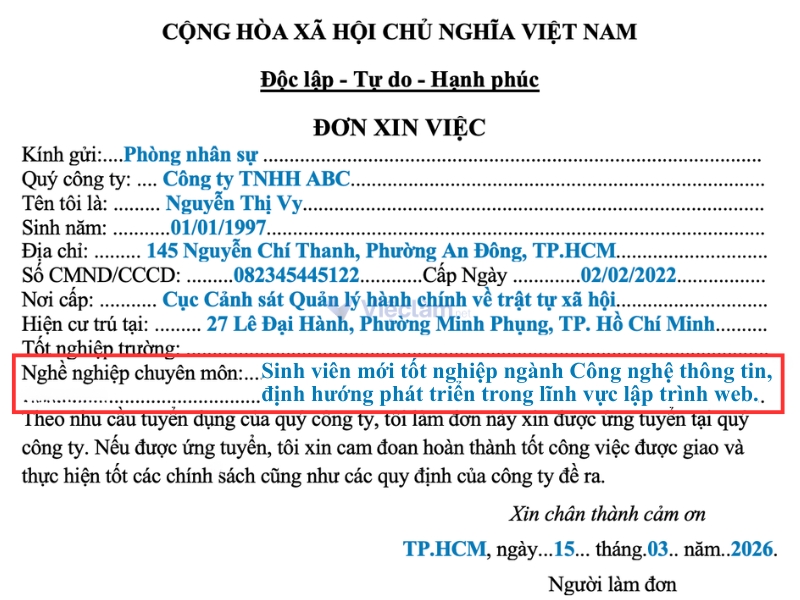 Cách ghi nghề nghiệp chuyên môn khi sinh viên mới ra trường chưa có kinh nghiệm