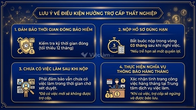 Lưu ý về điều kiện hưởng trợ cấp thất nghiệp 