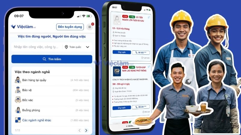 Tìm việc làm uy tín, đa dạng ngành nghề dành cho mọi trình độ trên Vieclam.net