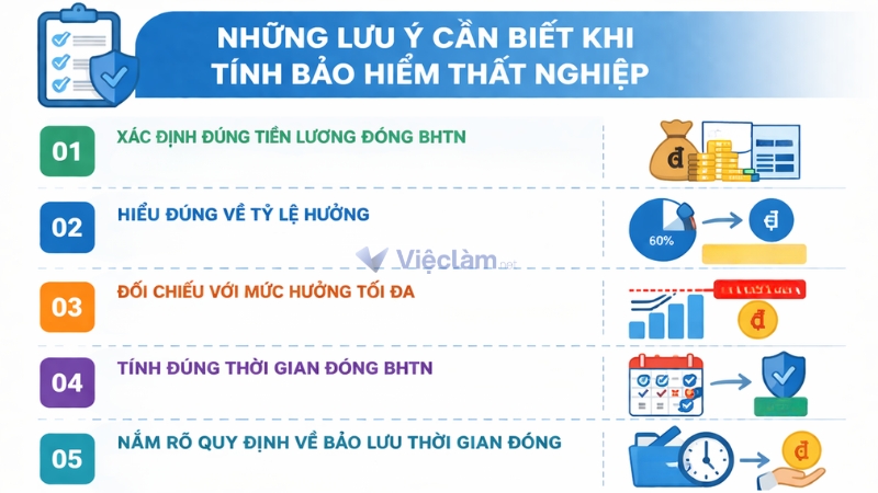Những lưu ý cần biết khi tính bảo hiểm thất nghiệp