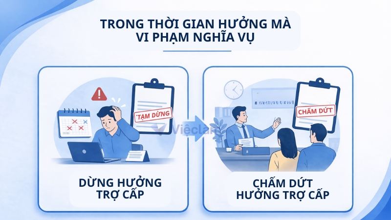 Trường hợp trong thời gian hưởng mà vi phạm nghĩa vụ