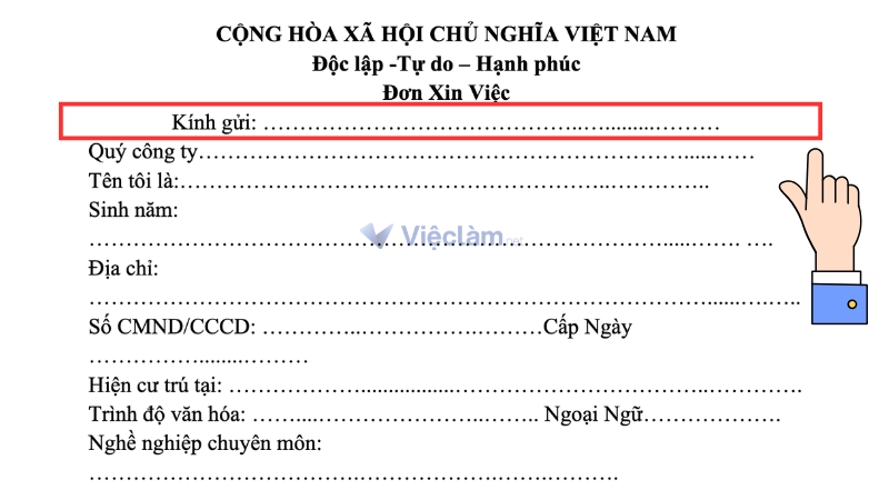 Mục kính gửi trong đơn xin việc 