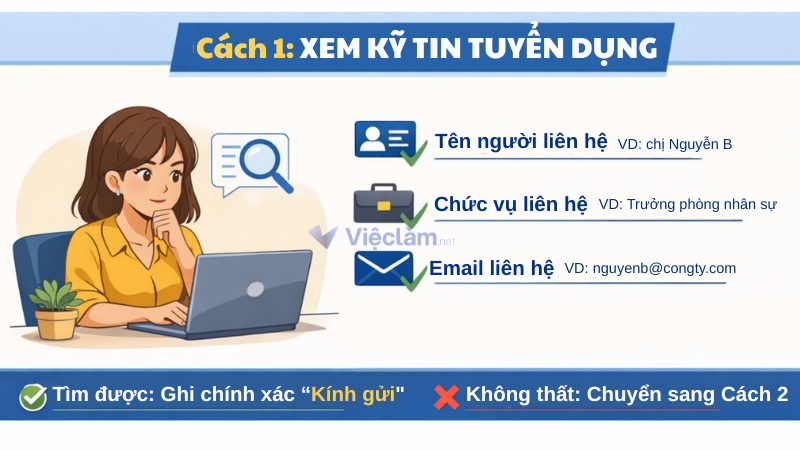 Cách tìm thông tin người nhận bằng cách xem kỹ tin tuyển dụng 
