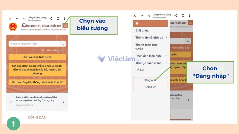 Truy cập Cổng Dịch vụ công Quốc gia