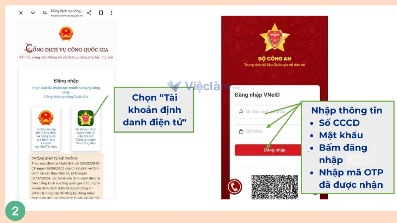 Đăng nhập bằng tài khoản VNeID