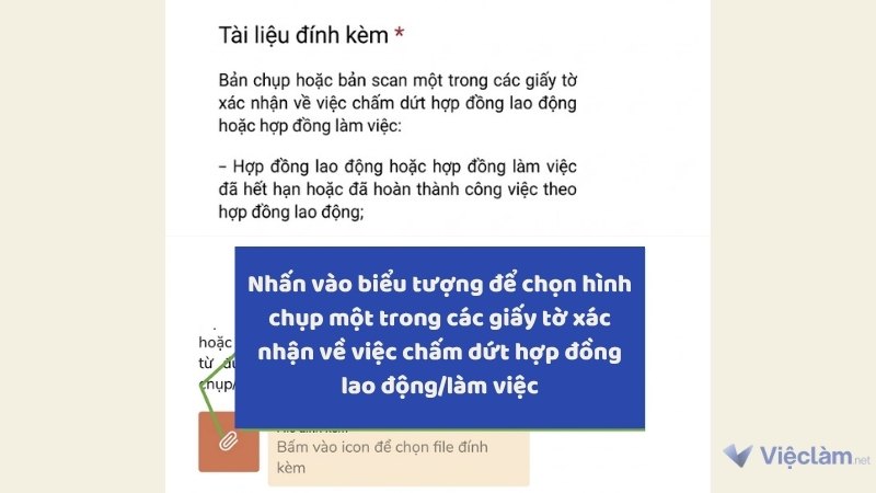 Bổ sung bản chụp hoặc bản Scan giấy tờ chứng minh việc chấm dứt hợp đồng lao động