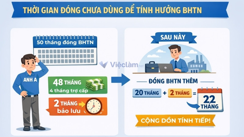 Người lao động được bảo lưu thời gian đóng bảo hiểm thất nghiệp nếu chưa dùng