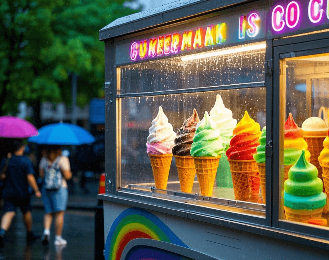rainy day's icecream car
