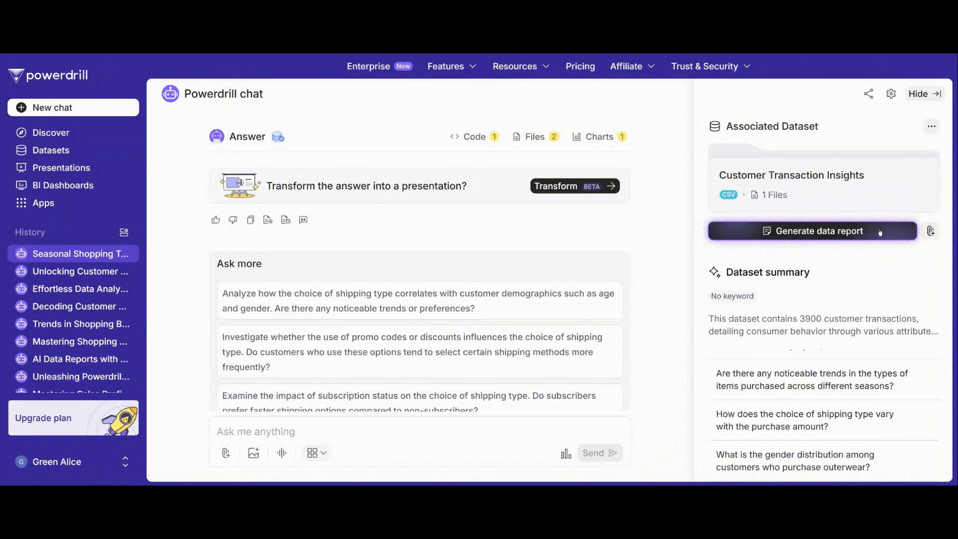 generate a data report