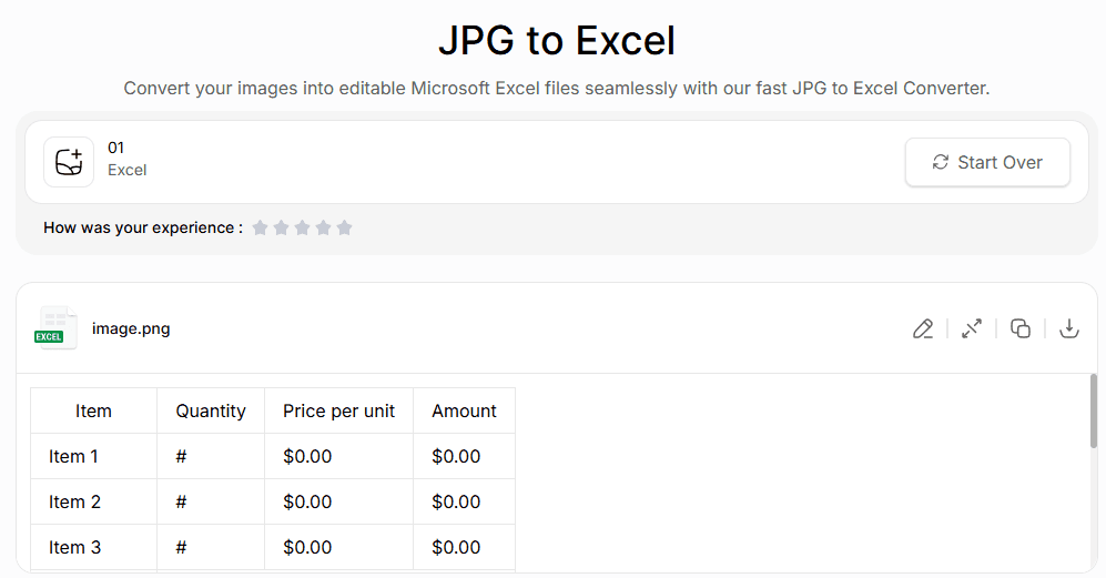 JPG to Excel by Jpgtotext.com