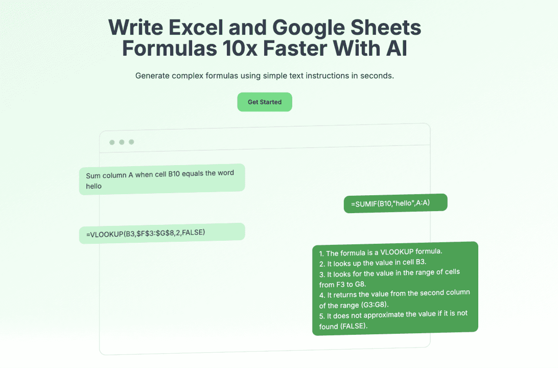 AI Excel Bot homepage