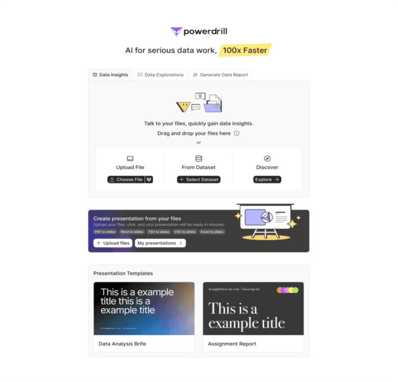 Powerdrill's interface