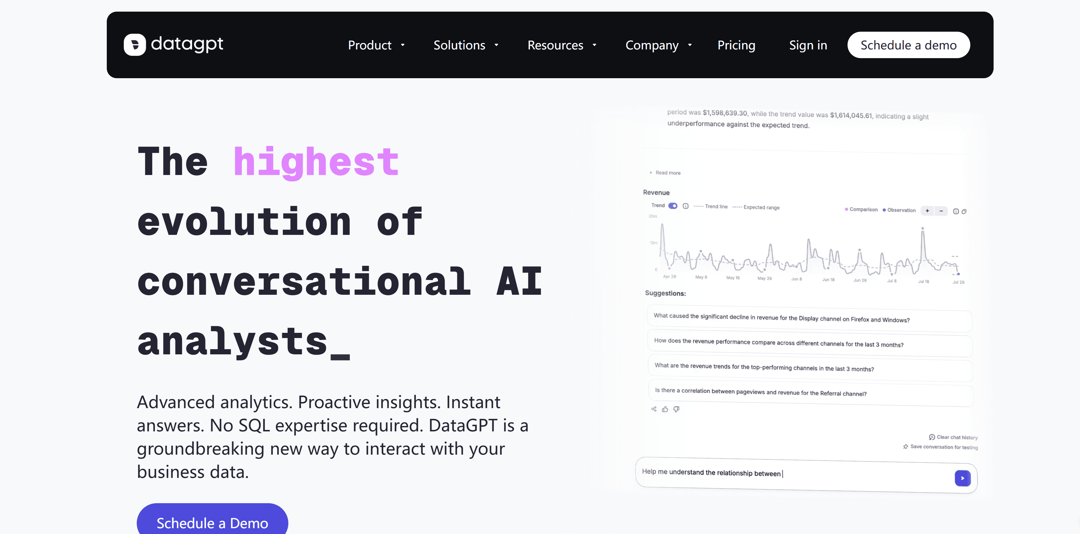 DataGPT's interface