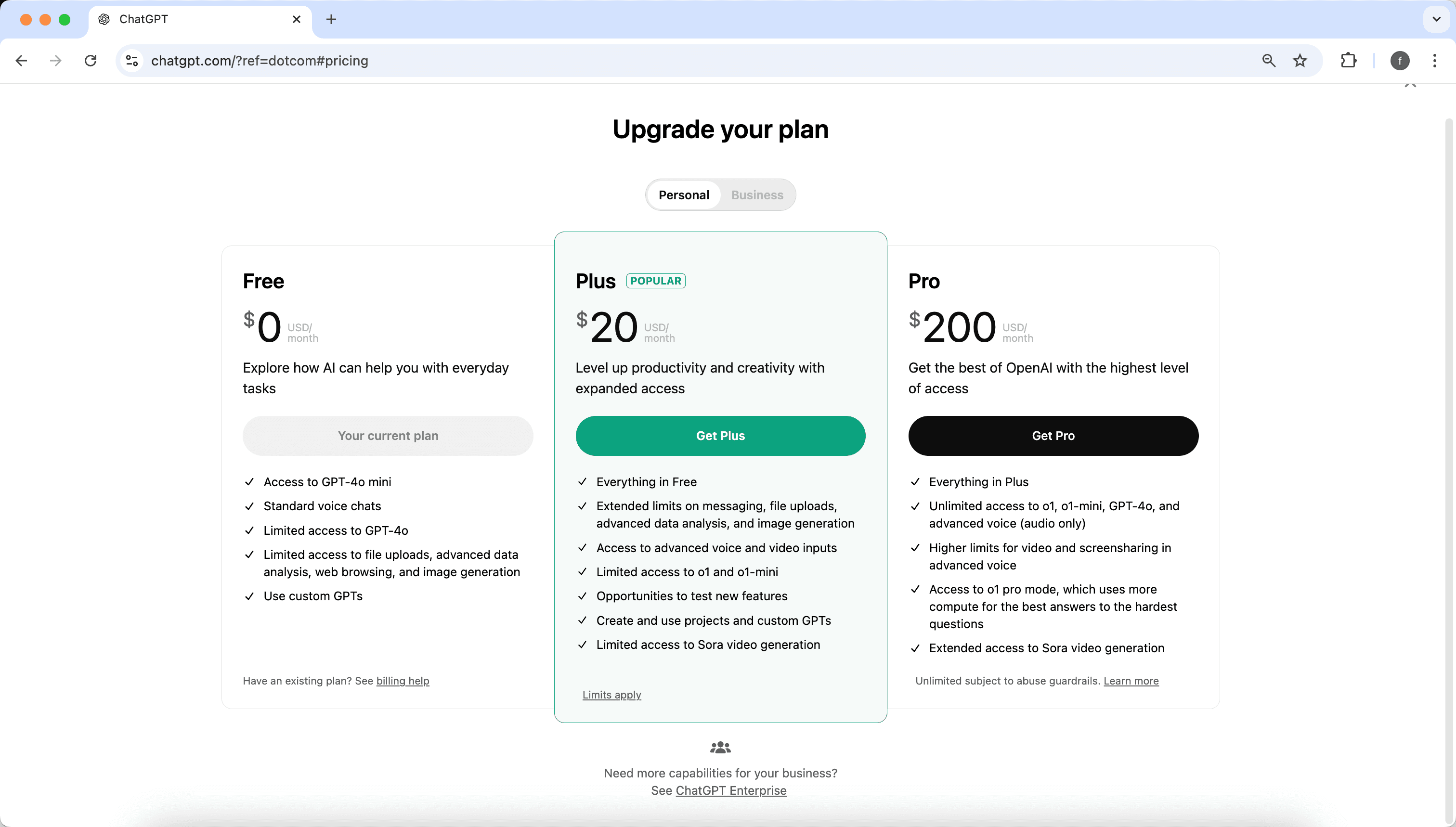 Pricing of ChatGPT