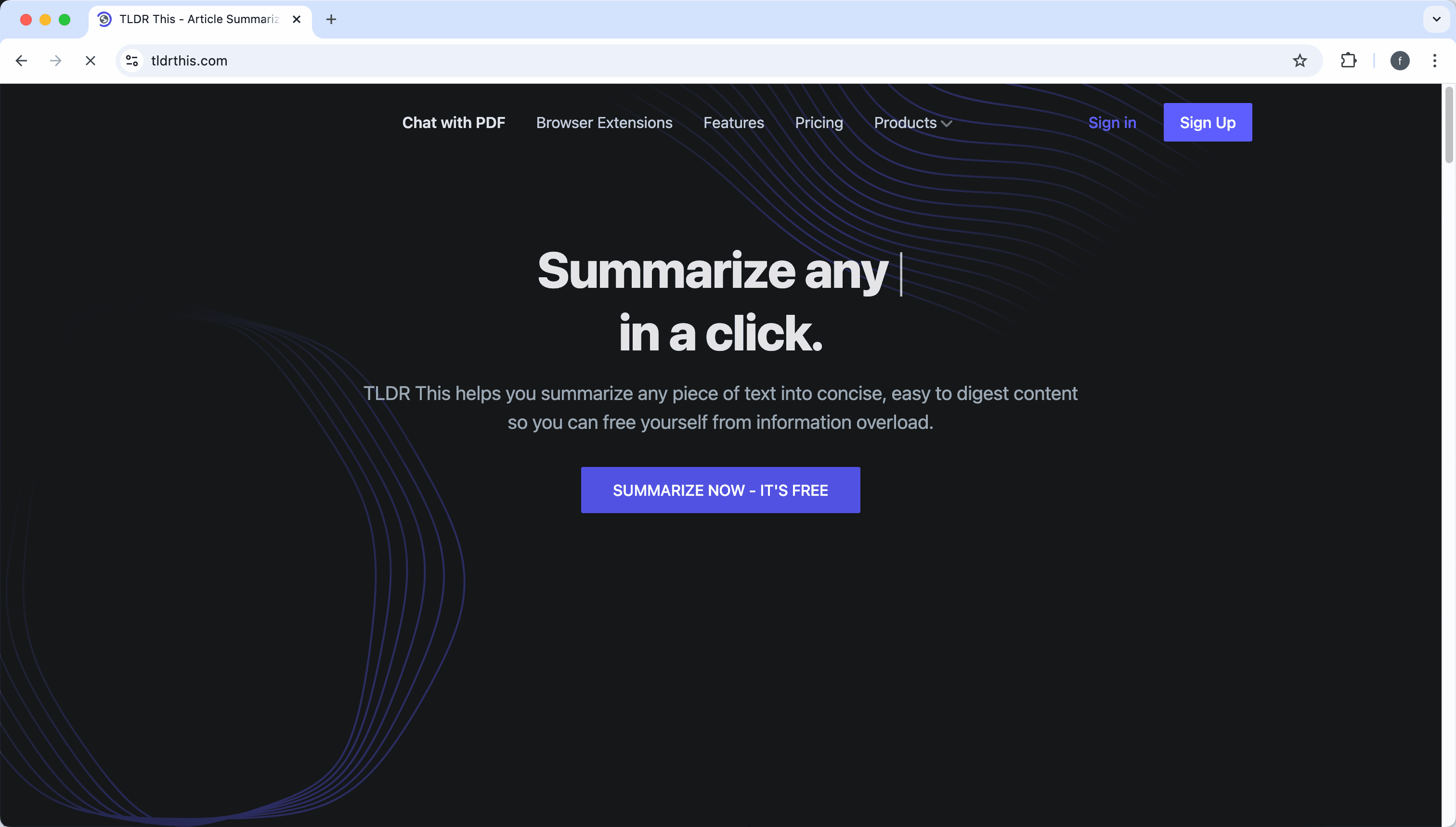 homepage of TLDR This