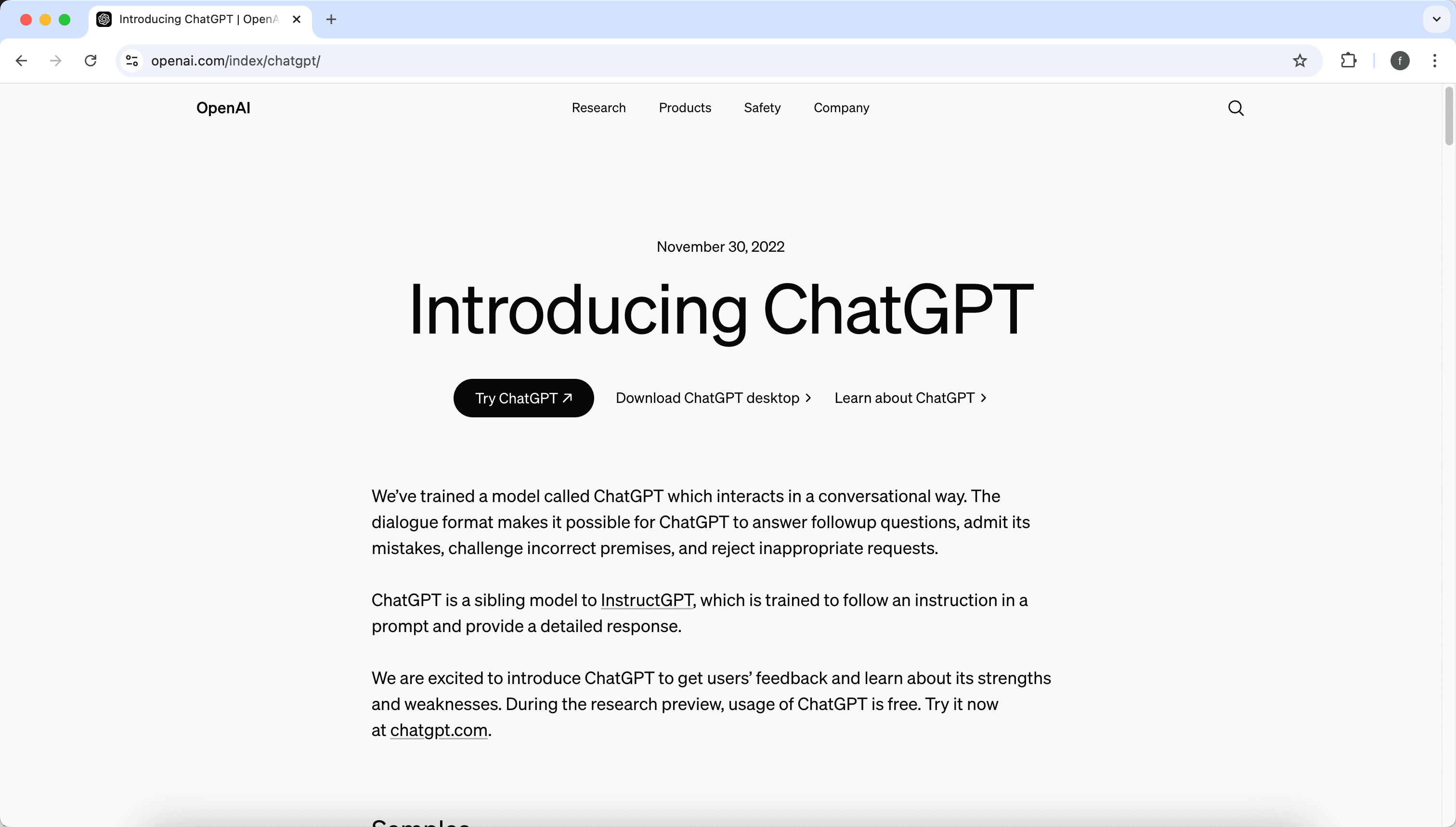 ChatGPT's interface