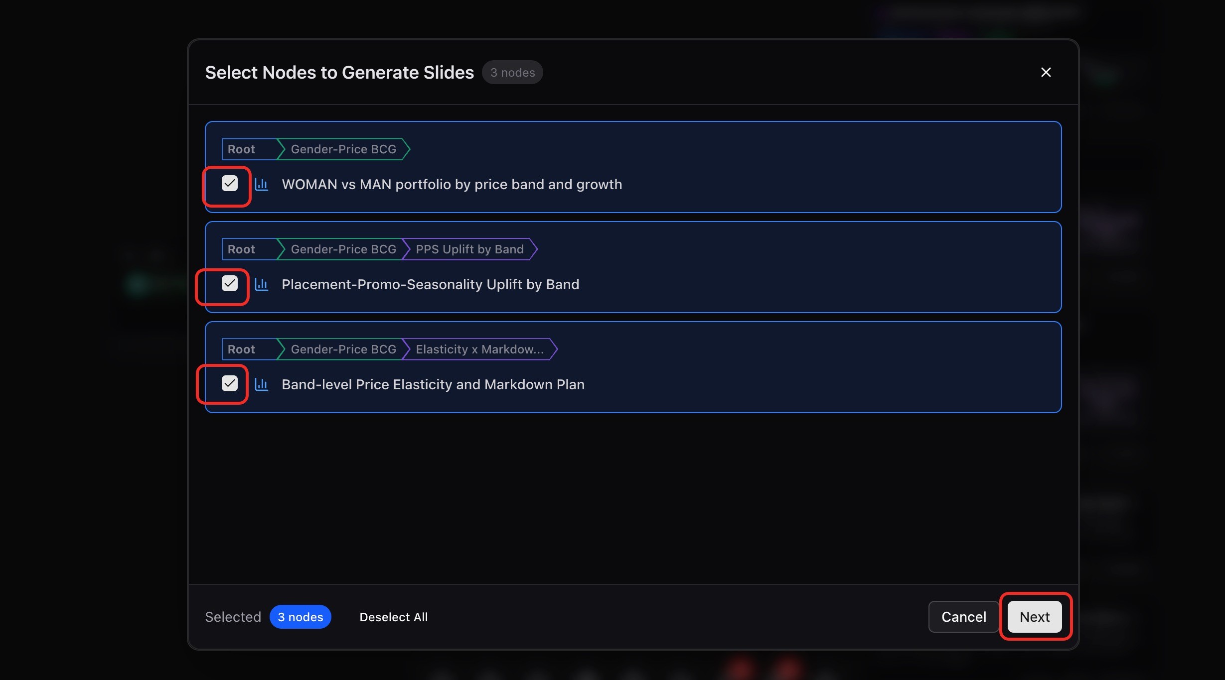 Select nodes