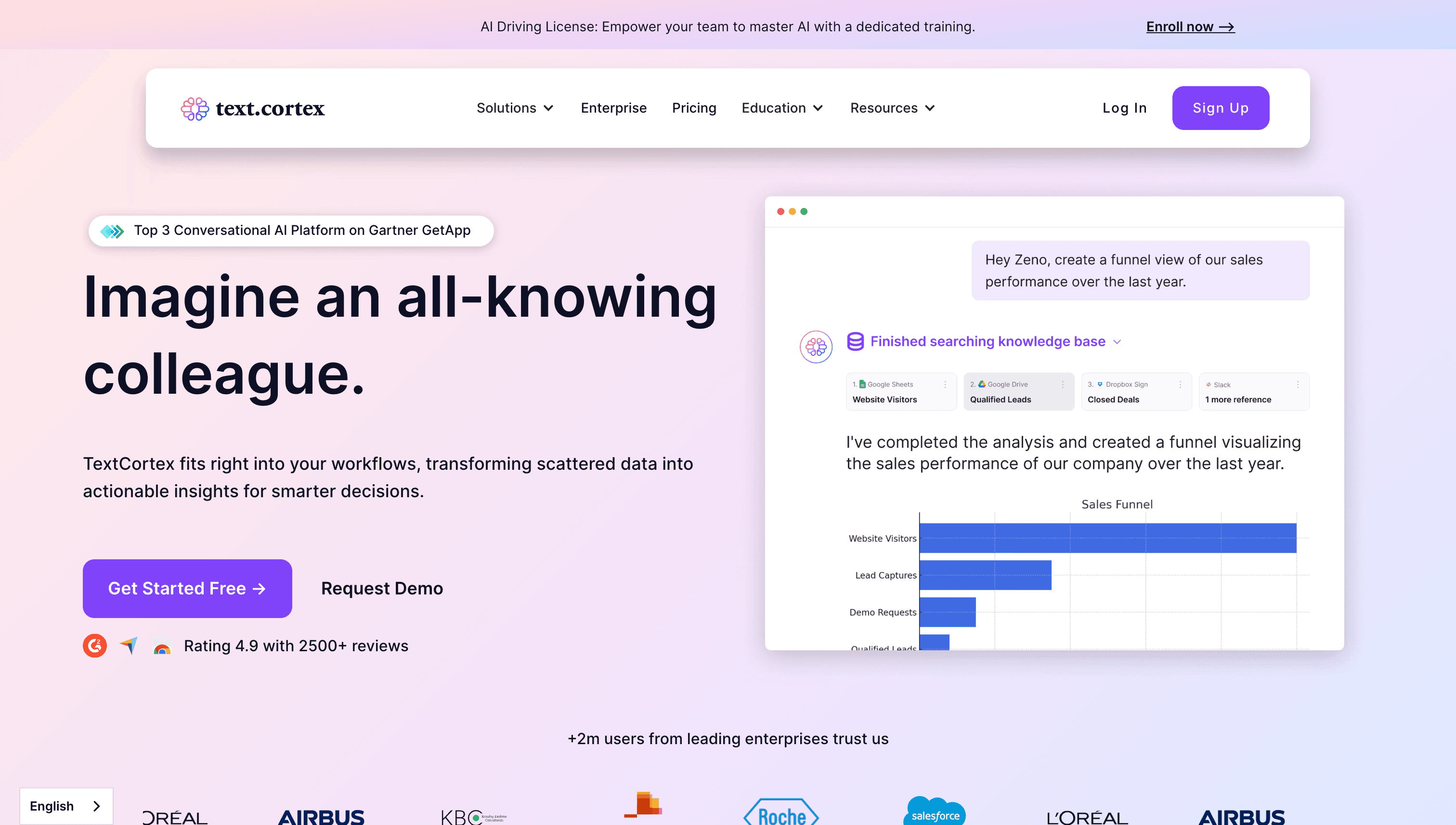 homepage of Text Cortex