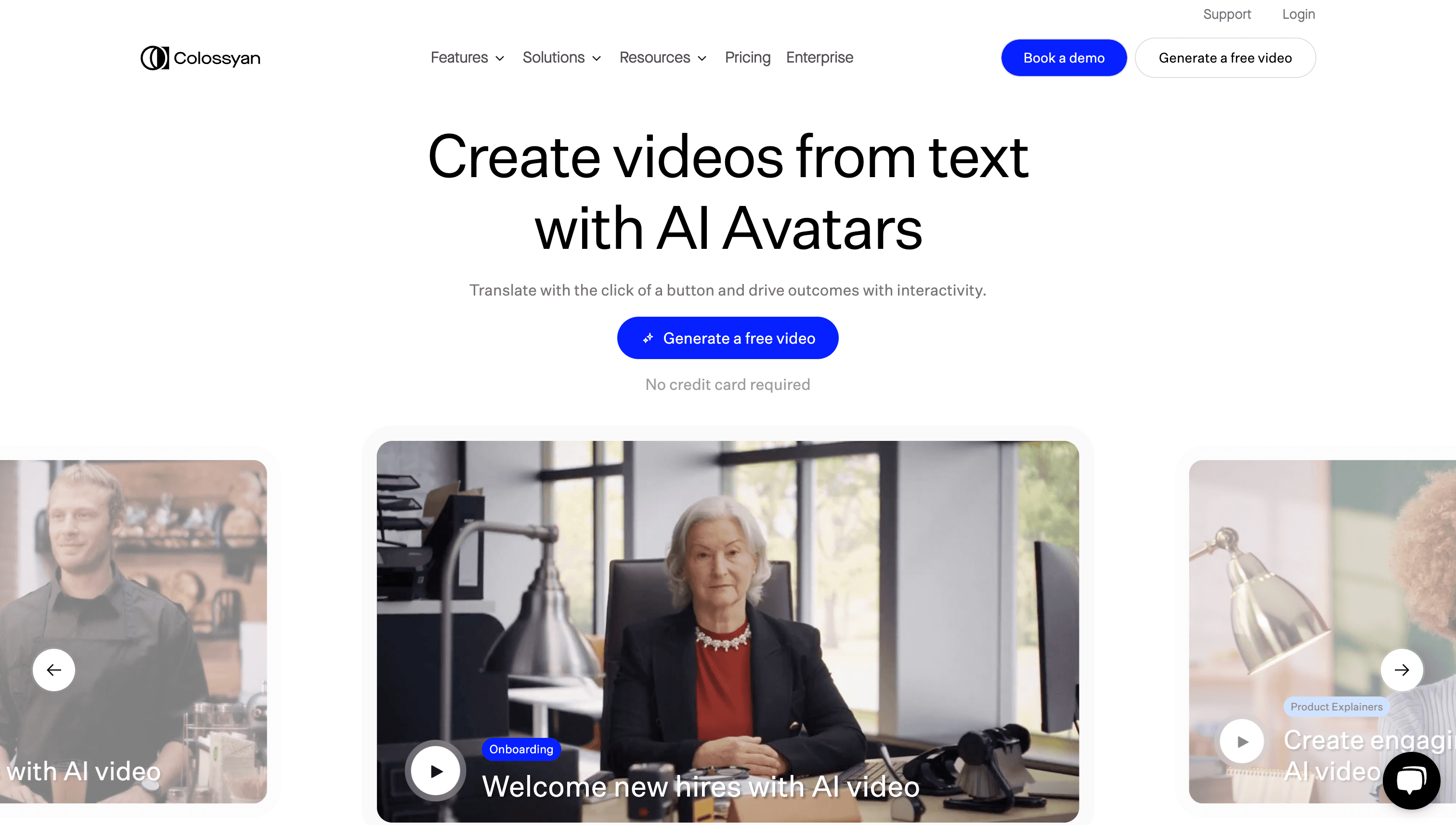 homepage of Colossyan