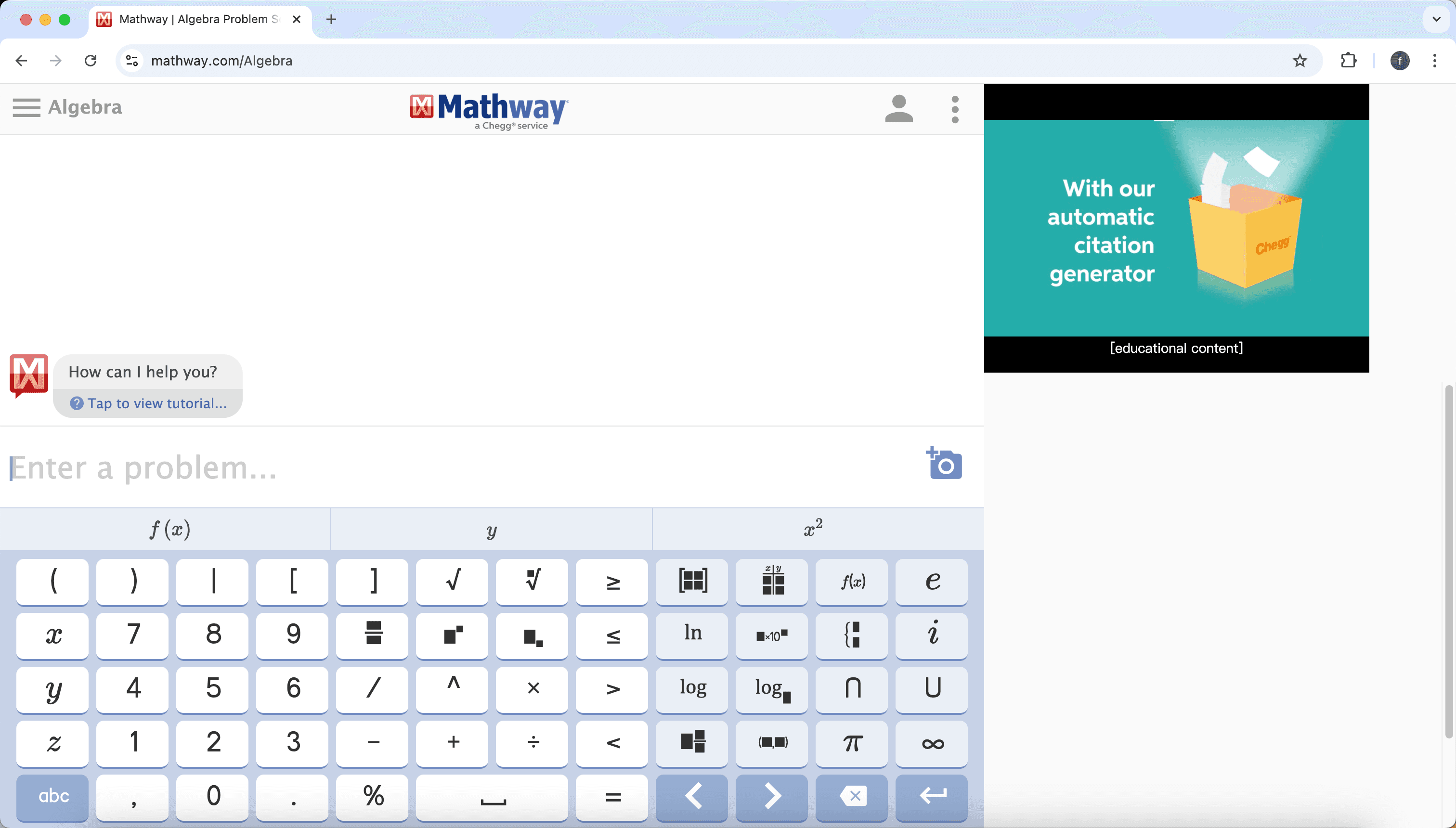 Mathway homepage