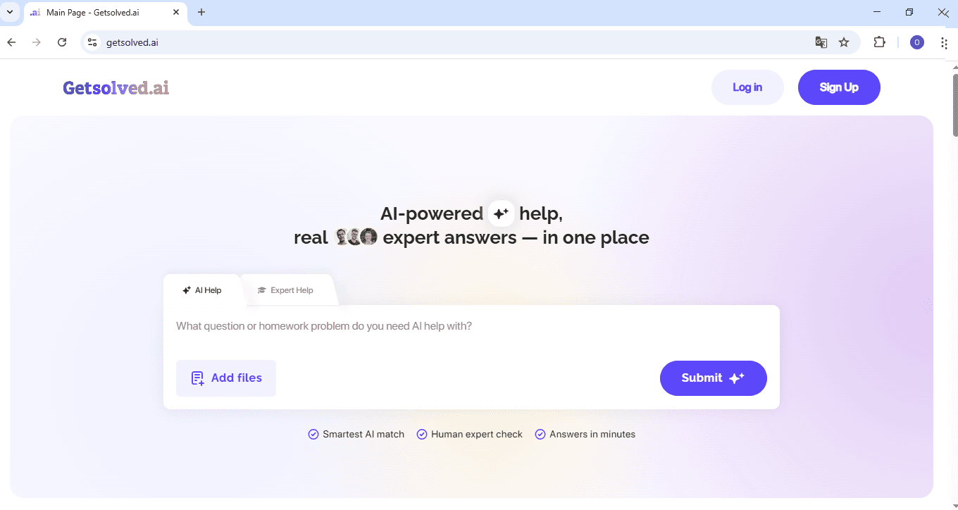 Getsolved ai homepage