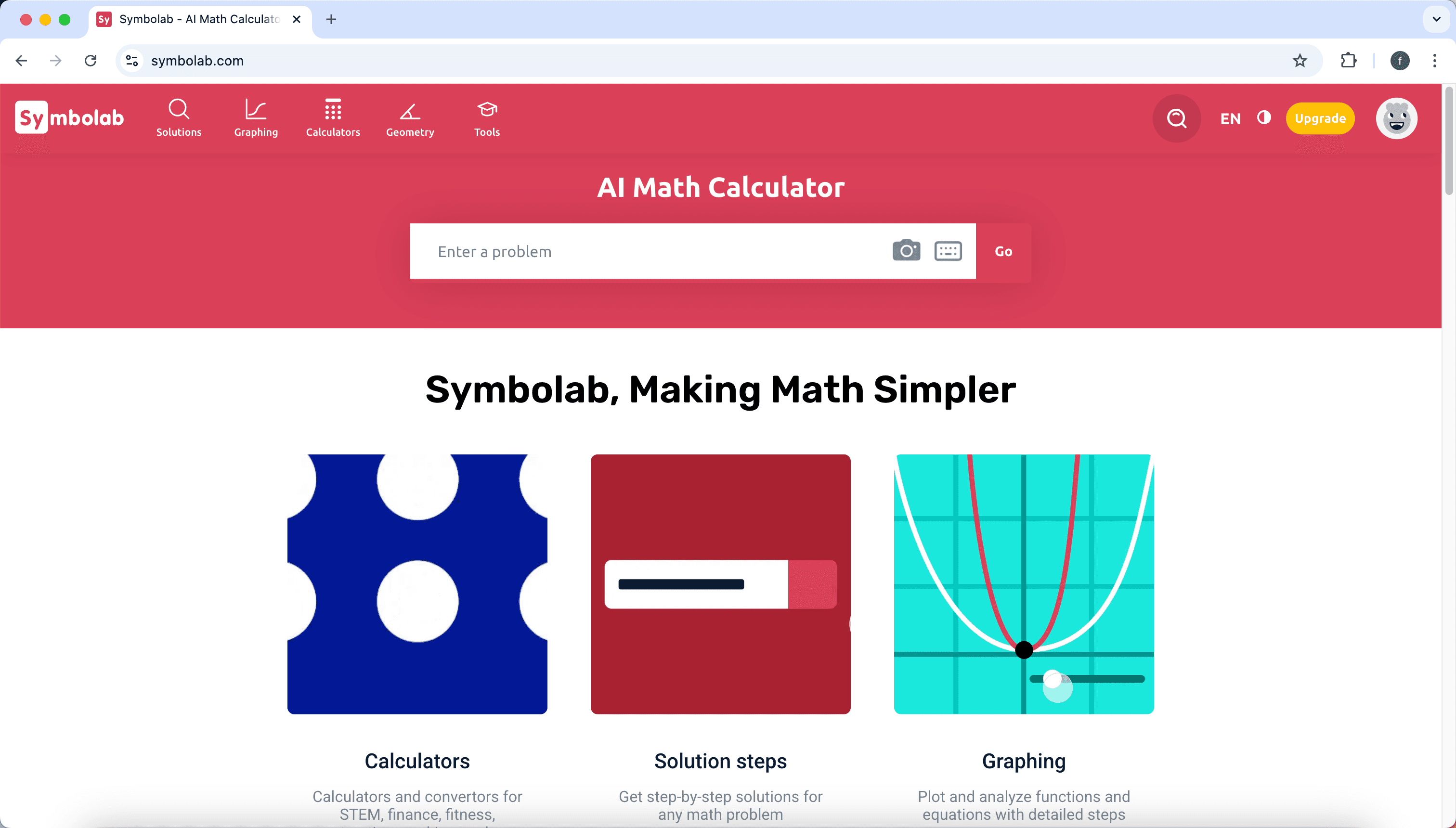 Symbolab homepage