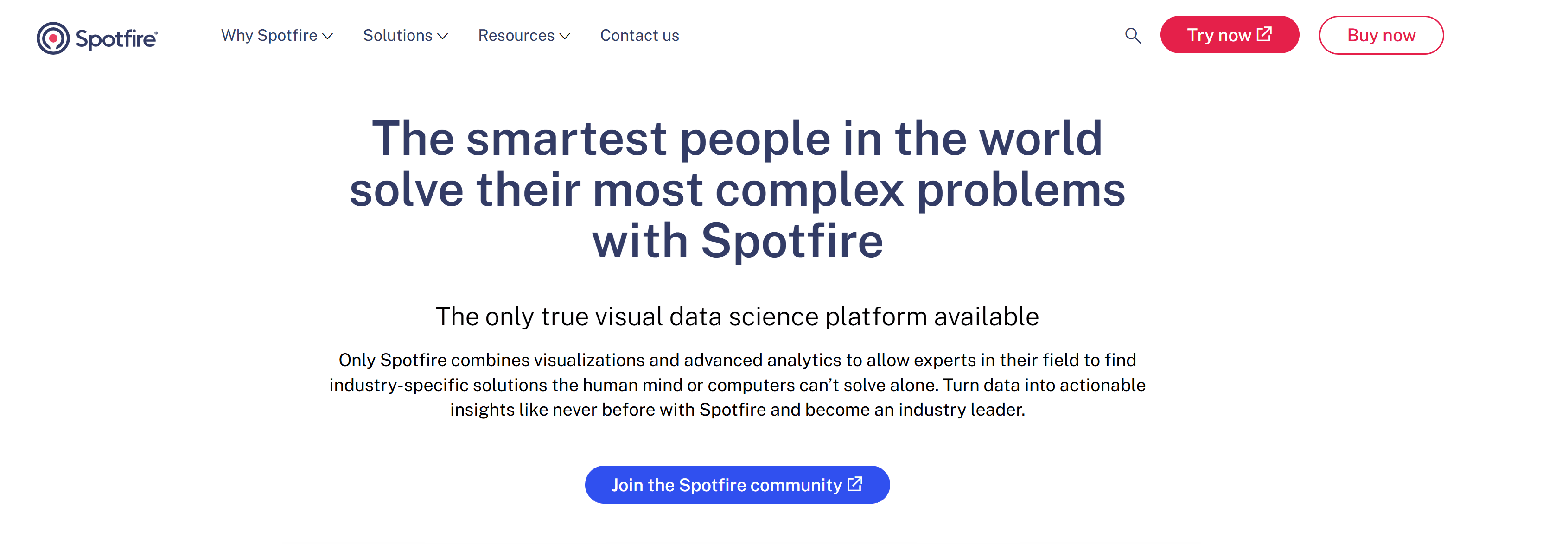 Spotfire homepage