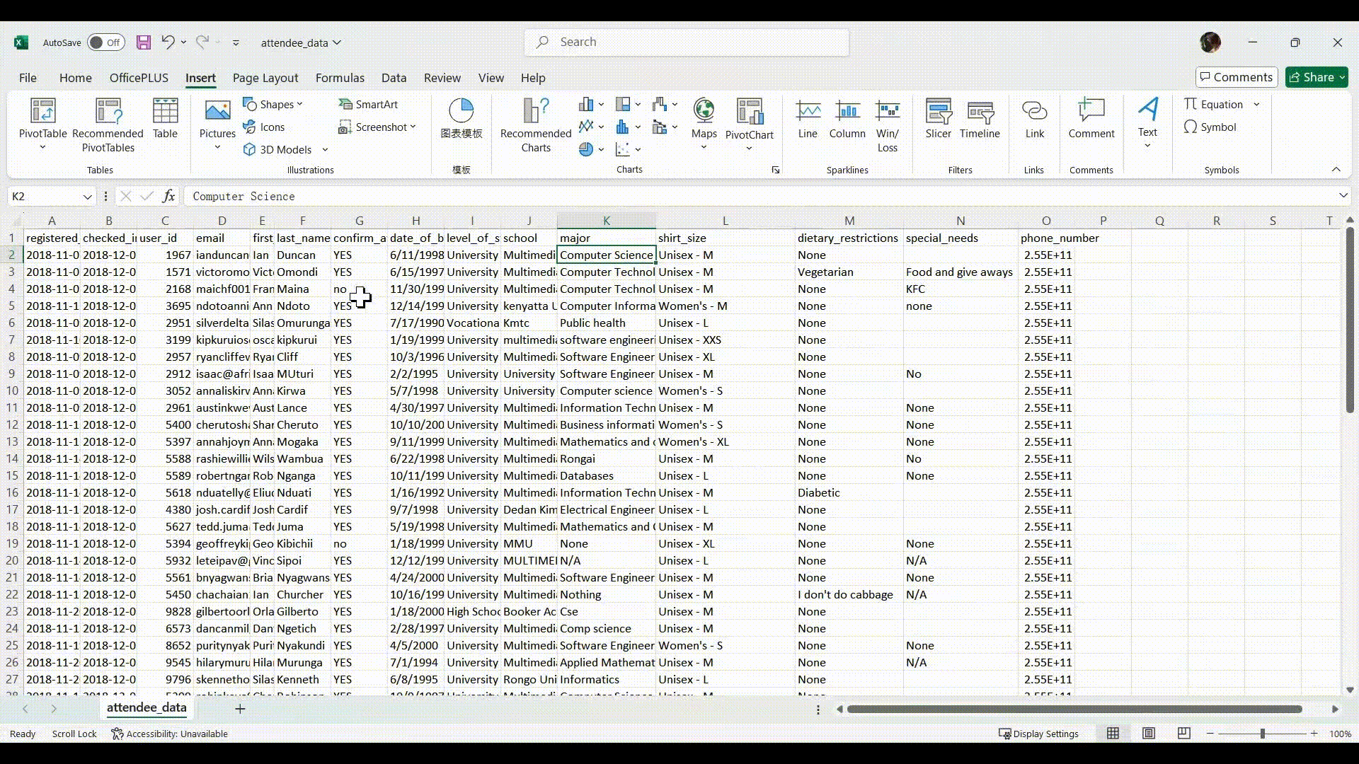 Example data files