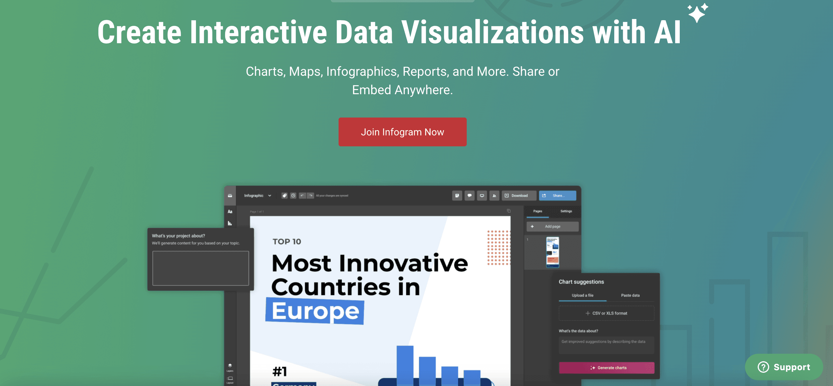 Infogram's homepage