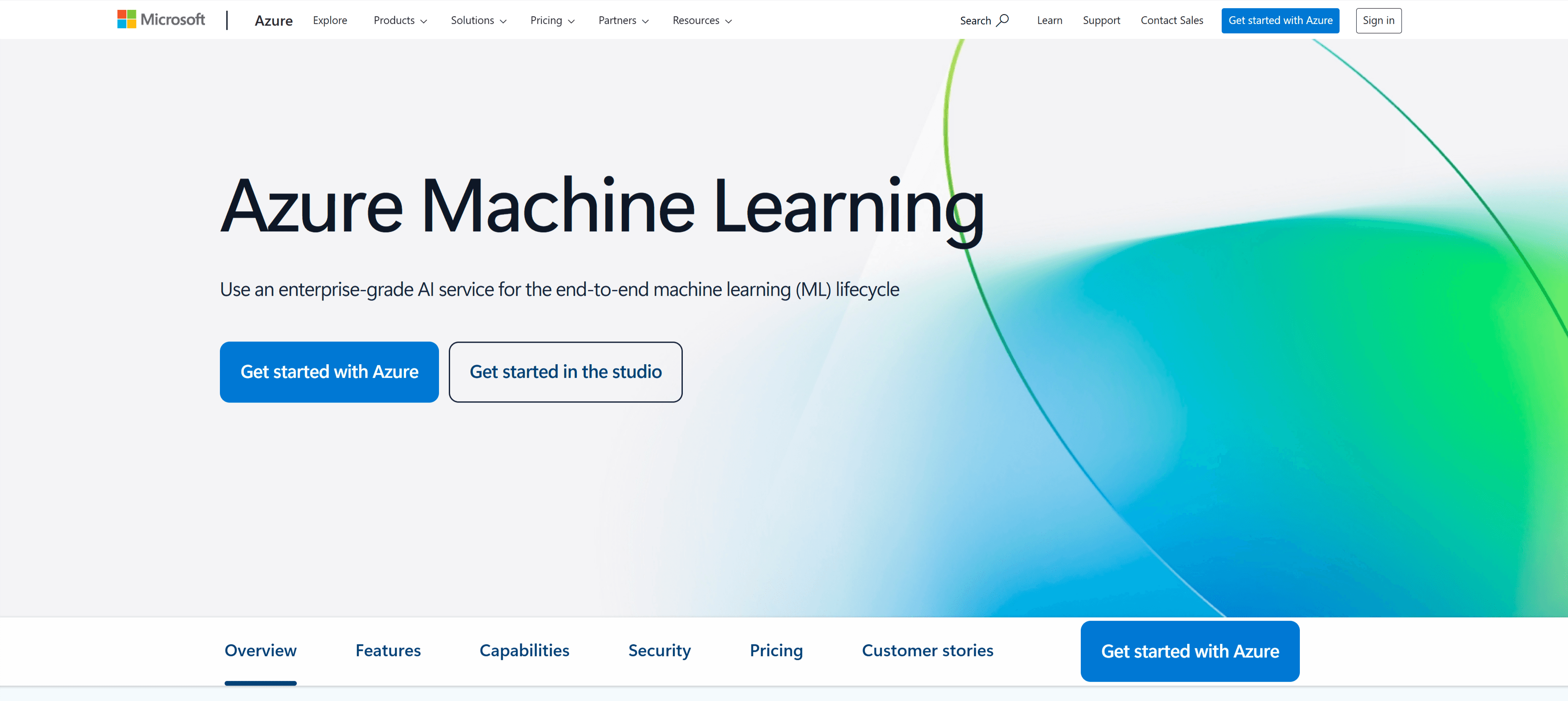 Microsoft Azure Machine Learning interface