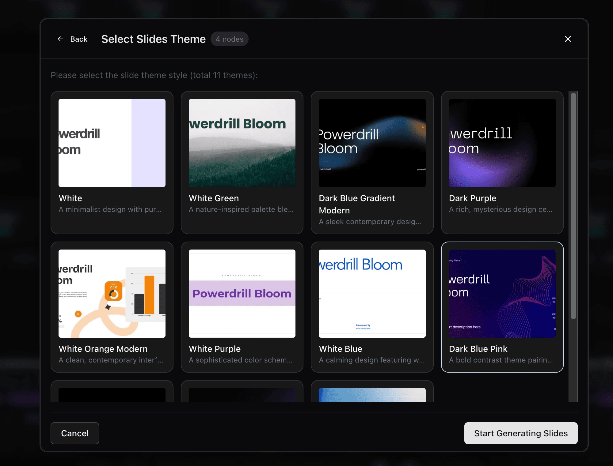 Different slides theme