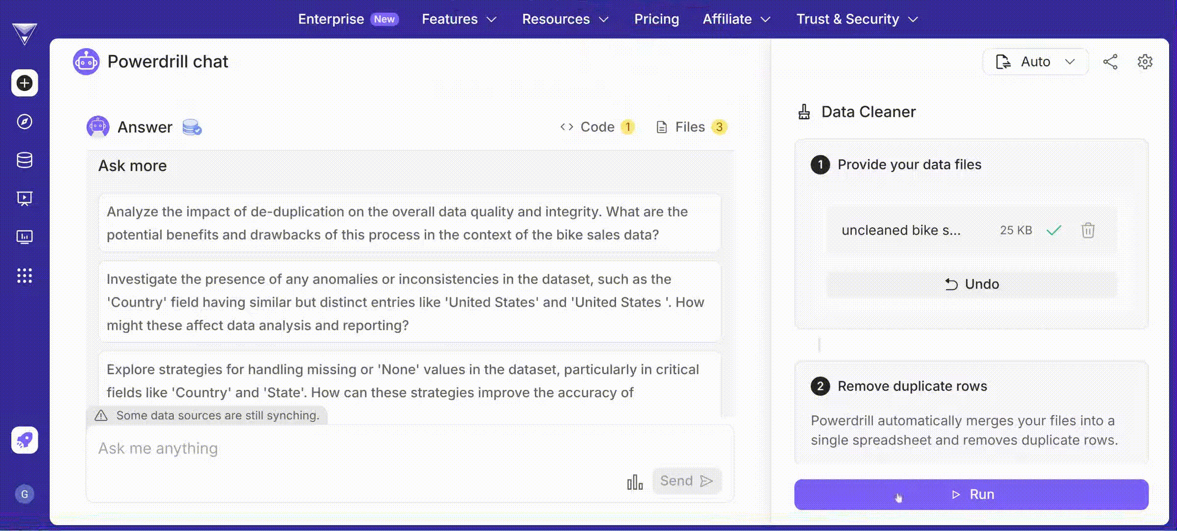 ai data cleaner provided by powerdrill