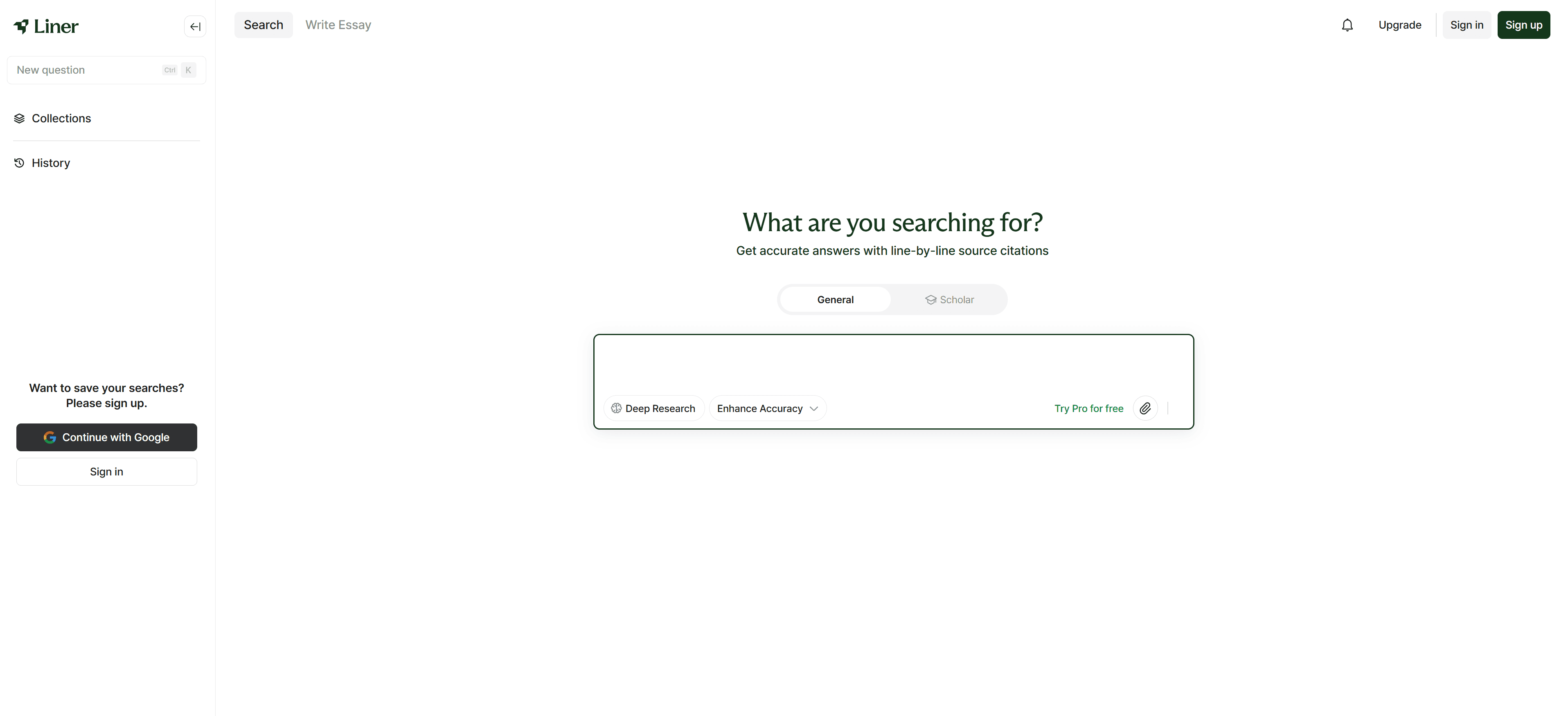 Homepage of Liner