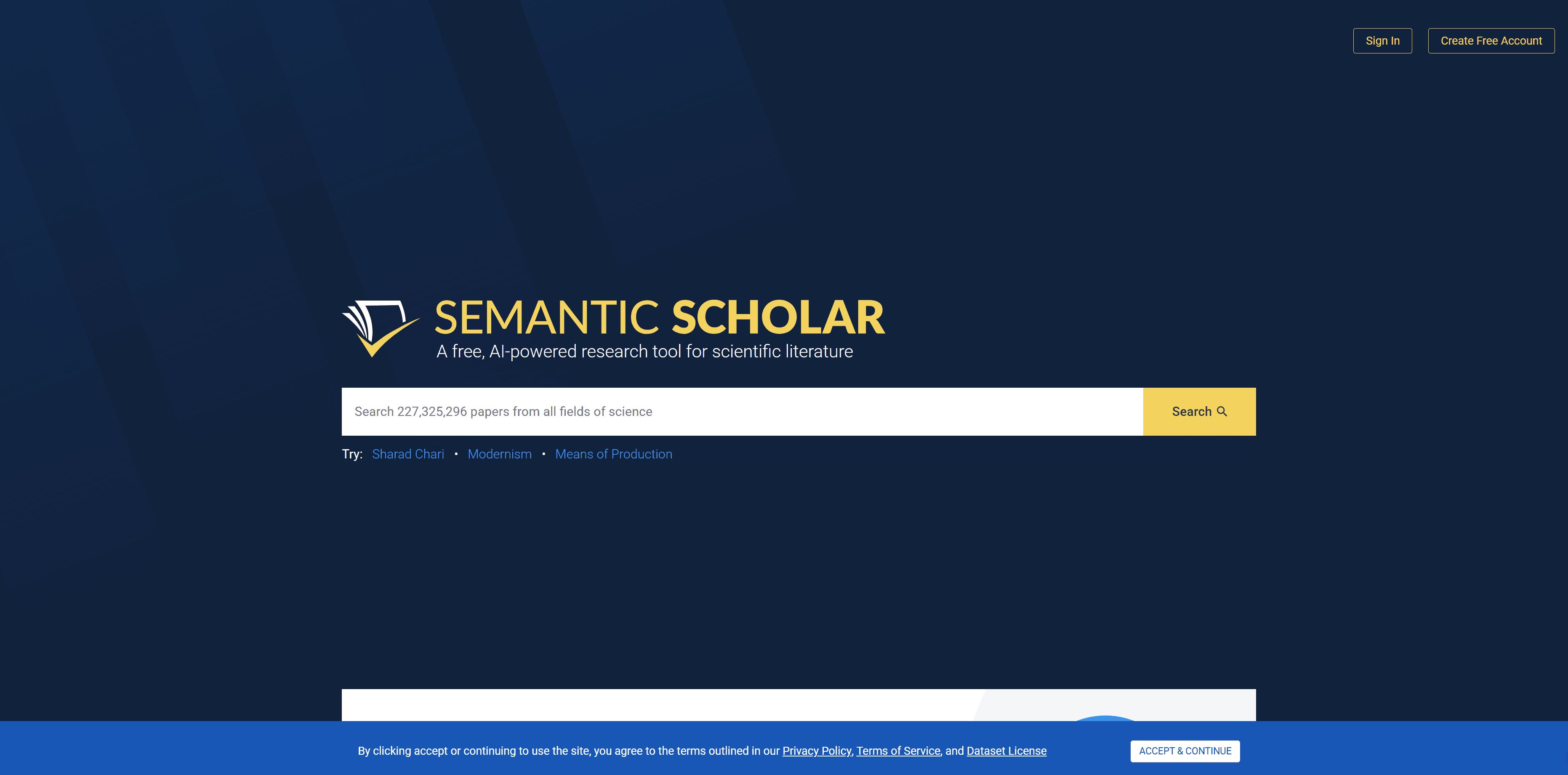 Semantic Scholar's interface