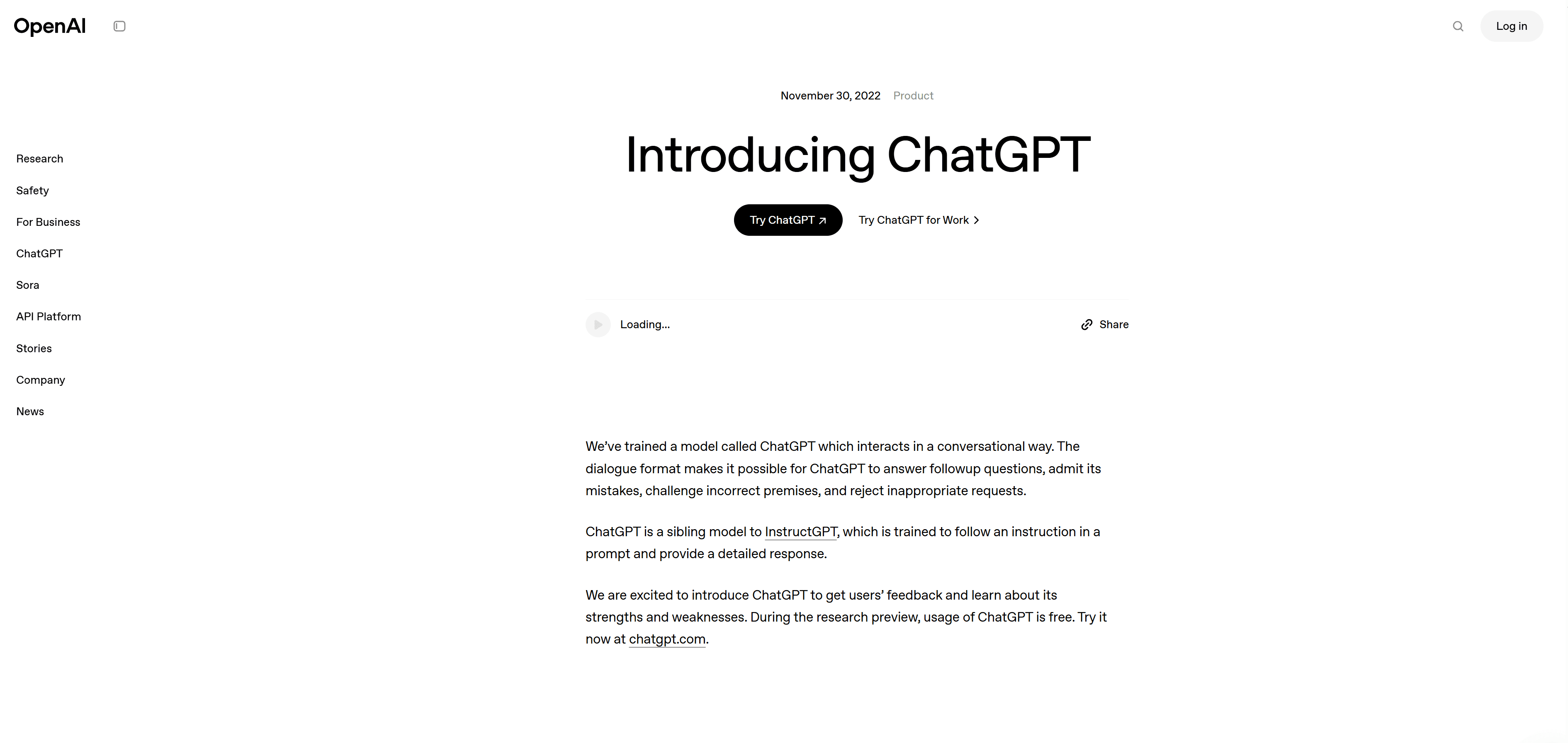 homepage of ChatGPT