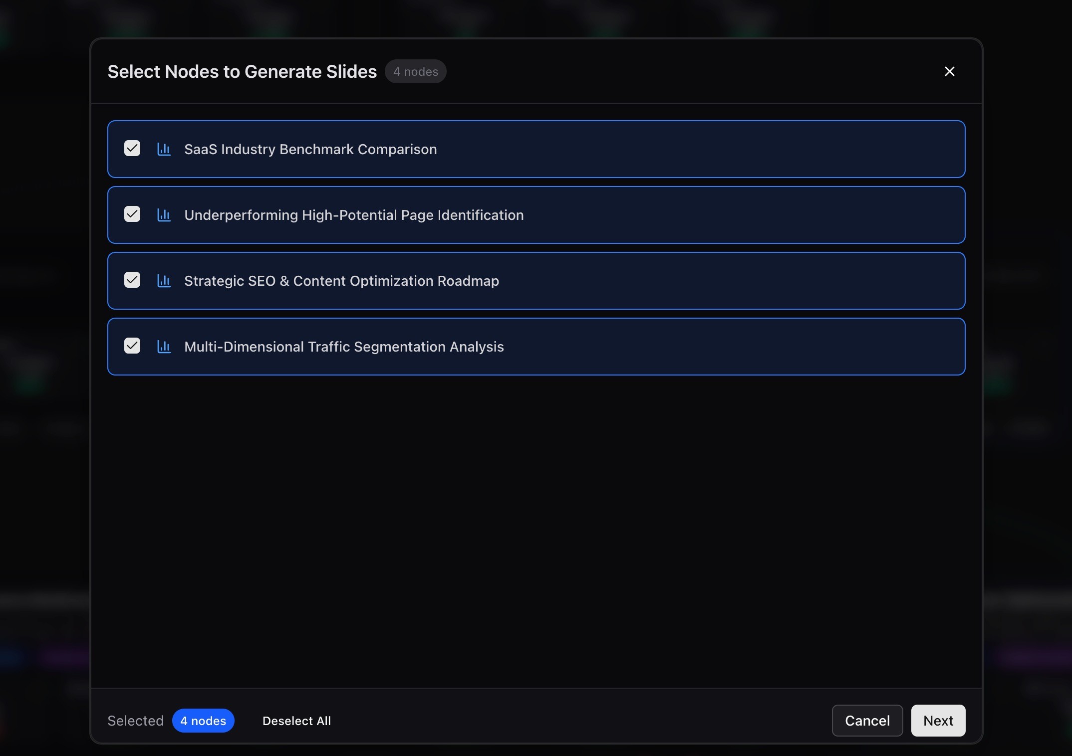 select nodes to include in your ppt
