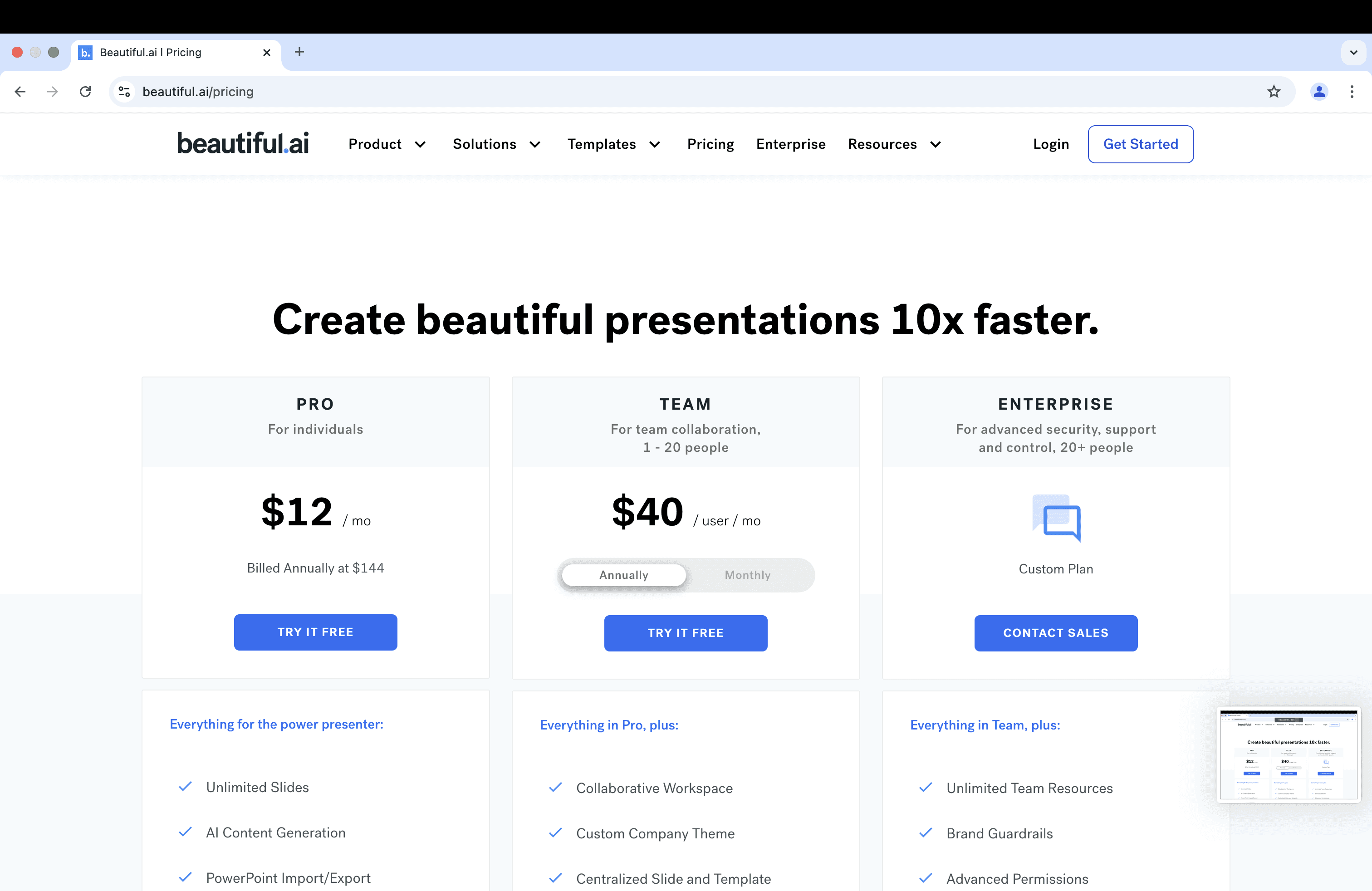 Beautiful.AI pricing