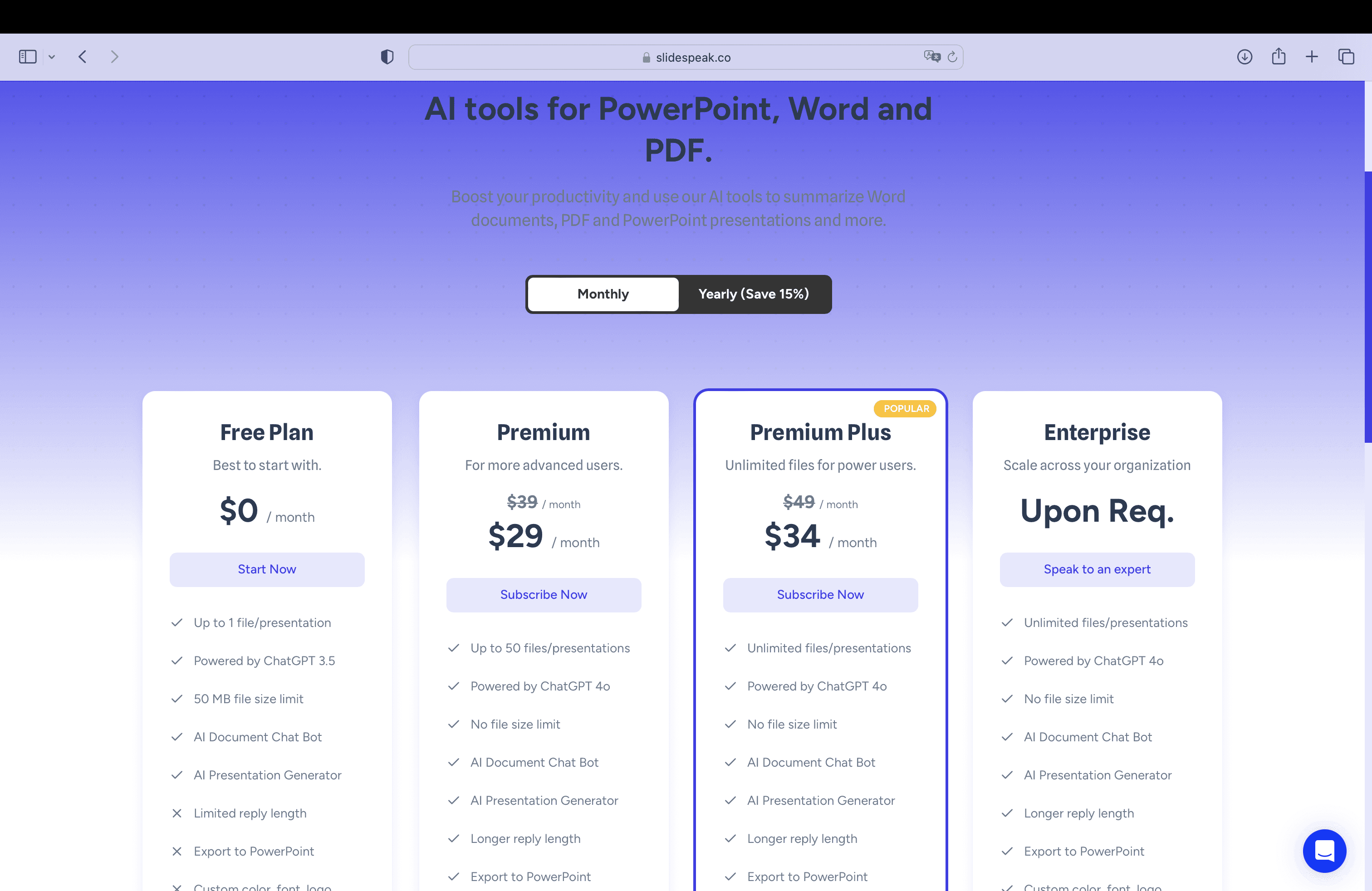 SlideSpeak pricing
