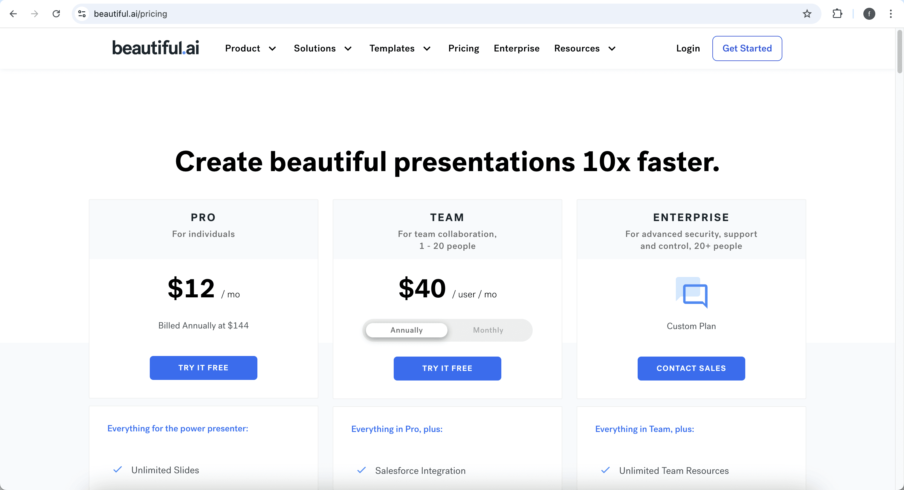 Beautiful.ai pricing