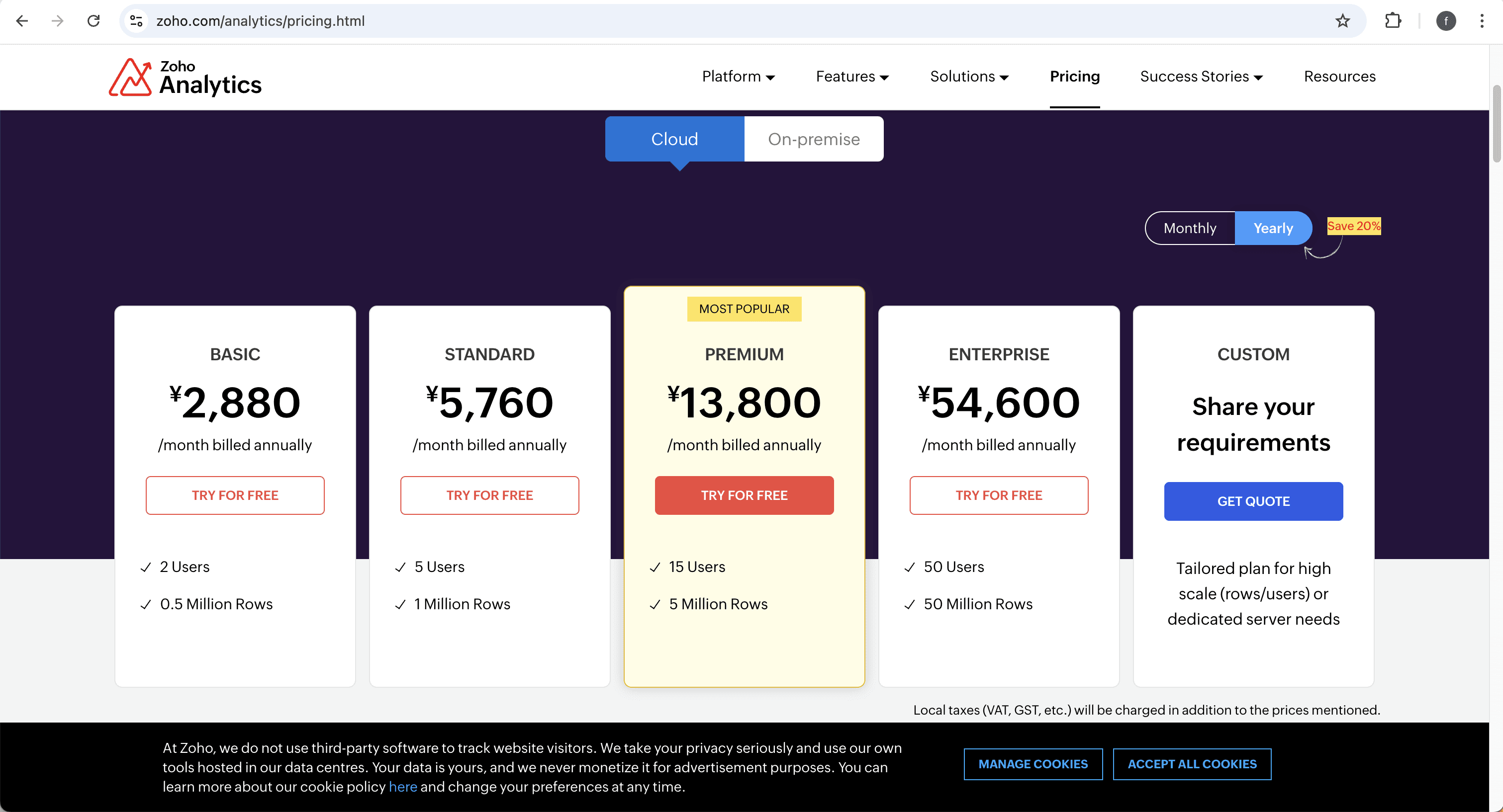 Zoho Analytics pricing